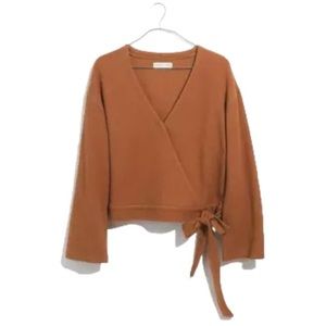 Madewell Texture & Thread Burnt Cedar Faux Wrap Top S Blouse Knit Teddy Bear